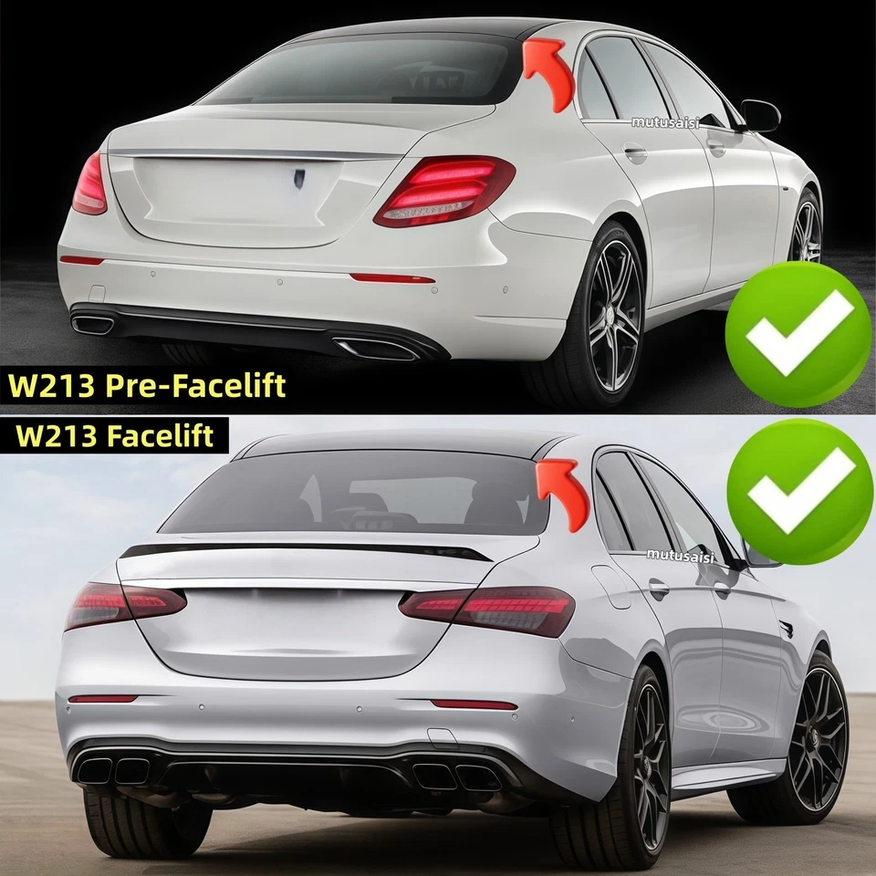 For Mercedes E-Class W213 E53 E63 Rear Window Spoiler Roof Wing Gloss BLK 17-23 Foto 2 de 4