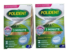 Lot of 2 Polident 3 Minute Dental Cleanser Tablets - 2 x 90 Count - Ex: 2/28