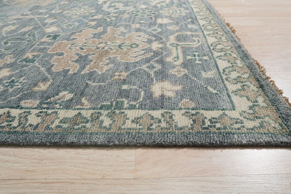Beautiful Oushak Blue Hand Knotted Wool Rug - Image 4 of 4