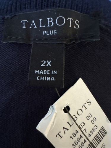 Talbots Bicycle Jacquard Crewneck Pullover Sweater Size 2X Navy Blue Preppy New - Picture 6 of 10