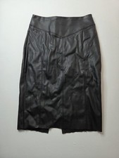 Express Black Leather Midi Pencil Women  s Skirt Zip Slit