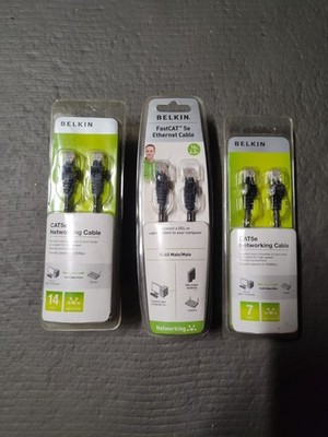 2 Pack Belkin CAT5e Networking Cable 14Ft + 7 Ft Belkin CAT5e Network   Cable