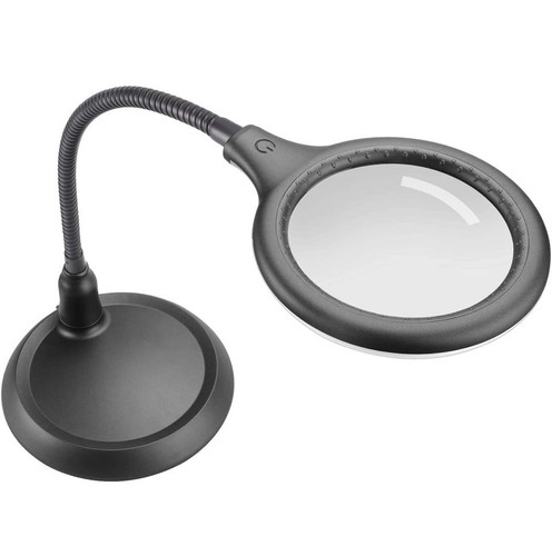 Nomiou 5X Magnifying Glass LED USB Flexible Gooseneck Sturdy Base Table Lamp
