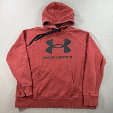Under Armour UA Rival Fleece Big Logo Hoodie Women XL Red Loose Pullover 1356318
