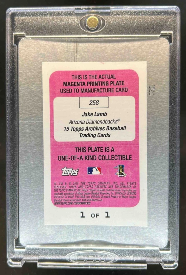 2015 Topps Archives Jake Lamb RC Printing Plates Magenta #1/1 Diamondbacks - Image 2 of 2