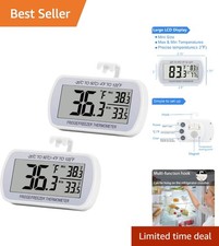 Dual Pack Waterproof Digital Thermometers with Max/Min Records LCD Display