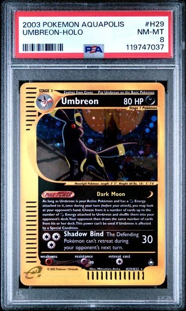 2003 Pokemon Aquapolis Umbreon Holo #H29 - PSA 8 - (11 CERT)