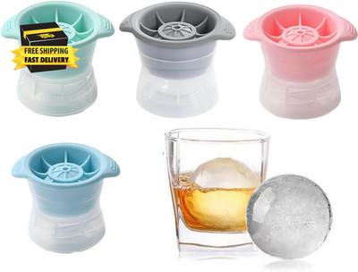 Silicone Sphere Ice Molds - Set of 4，Ice Hockey Mold, Whiskey Cocktails Bourbon