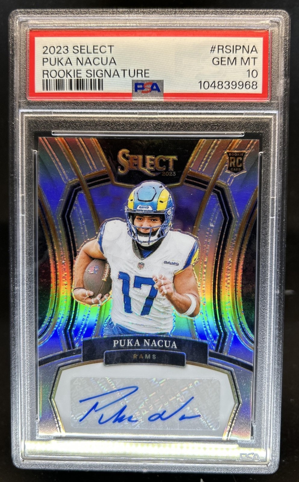2023 Panini Select Puka Nacua RC Prizm Auto #/199 Rams PSA 10 GEM MINT Rookie view 1