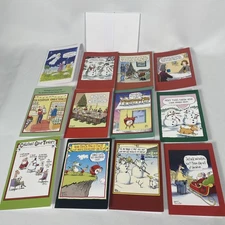 NobleWorks Lot of 12 Funny Christmas Greeting Cards Multicolor With Envelopes