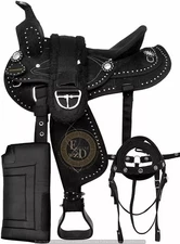 Western Barrel Synthetic Cordura Horse Saddle with all set incuding saddle pad
