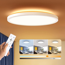 Dimmable LED Flush Mount Ceiling Light Fixture with Remote Control, 12Inch 3000K