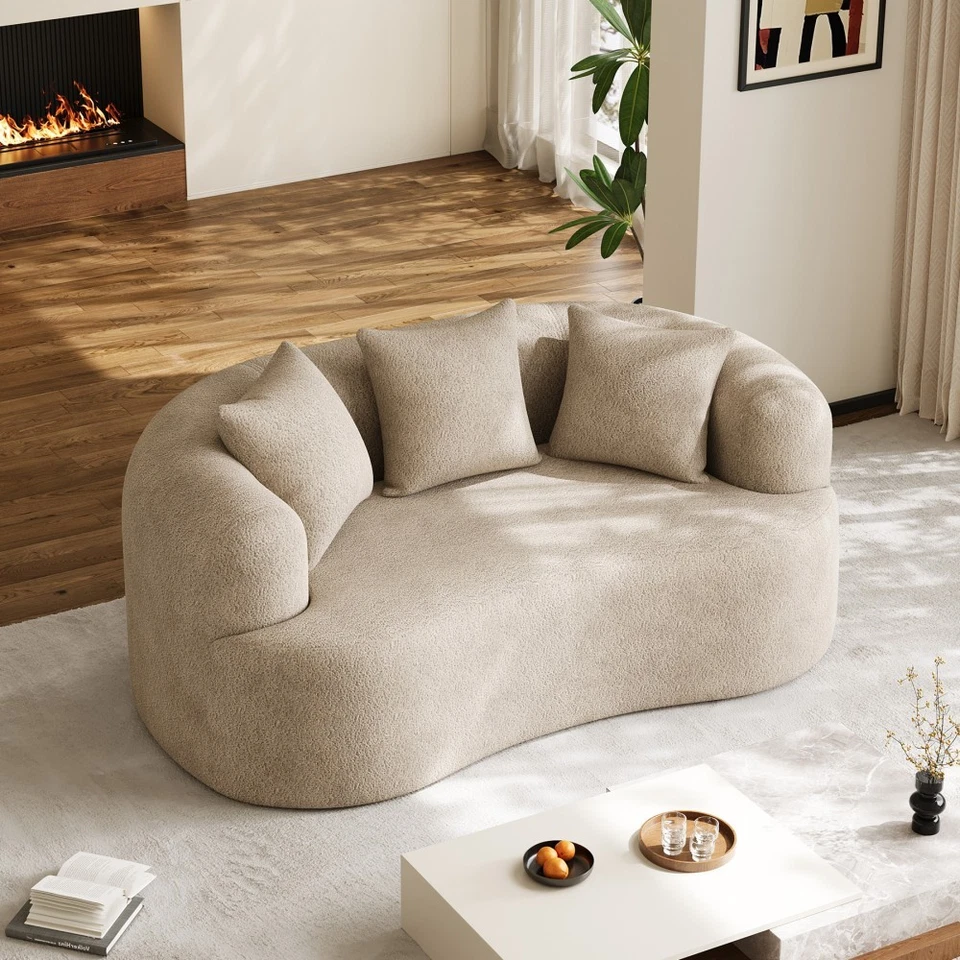 Sofá moderno de 68,5" de 2 plazas sofá de piso curvo de lujo con 3 almohadas Foto 2 de 4
