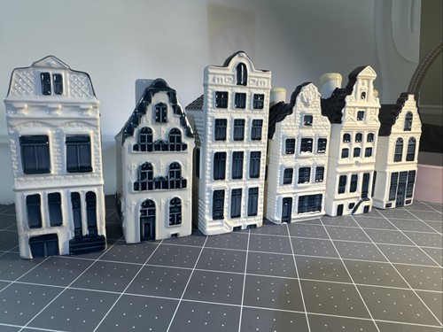 Lot of 6 KLM Airlines Blue Delft Porcelain House BOLS Holland Empty Set