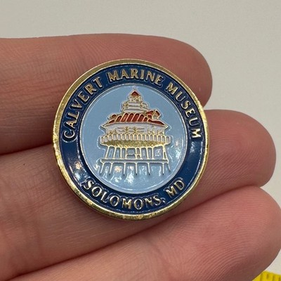 Vintage Calvert Marine Museum Solomons Maryland Round Enamel Lapel Pin