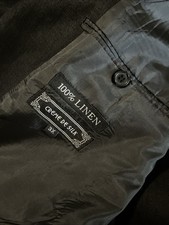 Creme De Silk Blazer Men's 3XL ( 52-54 L ) Black 100% Linen Sport Jacket Classic