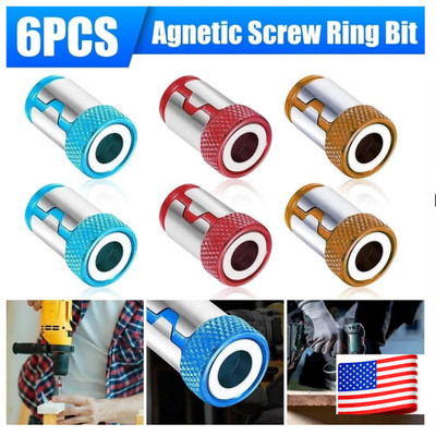 6 x Screwdriver Head Magnetic Ring Pivoting Bit Tip Screw Holder Magnetizer*
