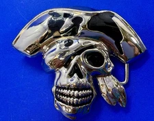 Pirate Skull Head with Hat Bandana Halloween Cosplay Raised 3D Belt Buckle