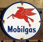 VINTAGE MOBIL GASOLINE PORCELAIN SIGN, GAS STATION, PUMP PLATE, MOBILGAS, OIL
