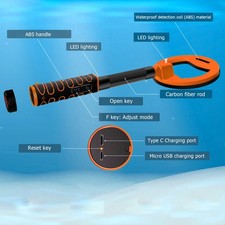 Underwater Metal Detector IP68 Waterproof 30m  60m Handheld ABS Housing Gold