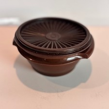 Tupperware Round Storage Bowl with Lid Brown ...