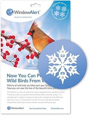 WindowAlert Snowflake Anti-Collision Decal - UV-Reflective Window Decal to Prote