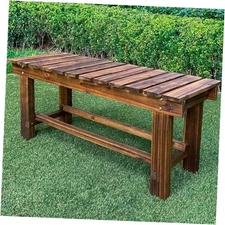 Outdoor Garden Bench, 2-Person Wood Patio Bench 35.5 inches Carbonized