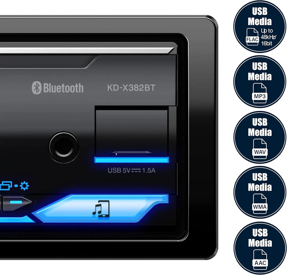 JVC KD-X382BT Auto-Media-Player, 4 X 50W, Bluetooth, USB, FM - Image 3 of 4