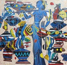 HE NENG The Water Bearer 1987 Serigraph Hand signed COA Yunnan School