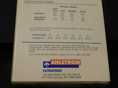 100 Ahlstrom Filter Paper Circles Thomas Scientific 4705C10 NEW