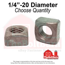 1/4"-20 Grade 2 Steel Square Nuts Galvanized Coarse Thread (Pick Quantity)