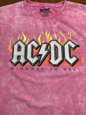 AC/DC Highway To Hell Shirt Size XL Pink Tie Dye