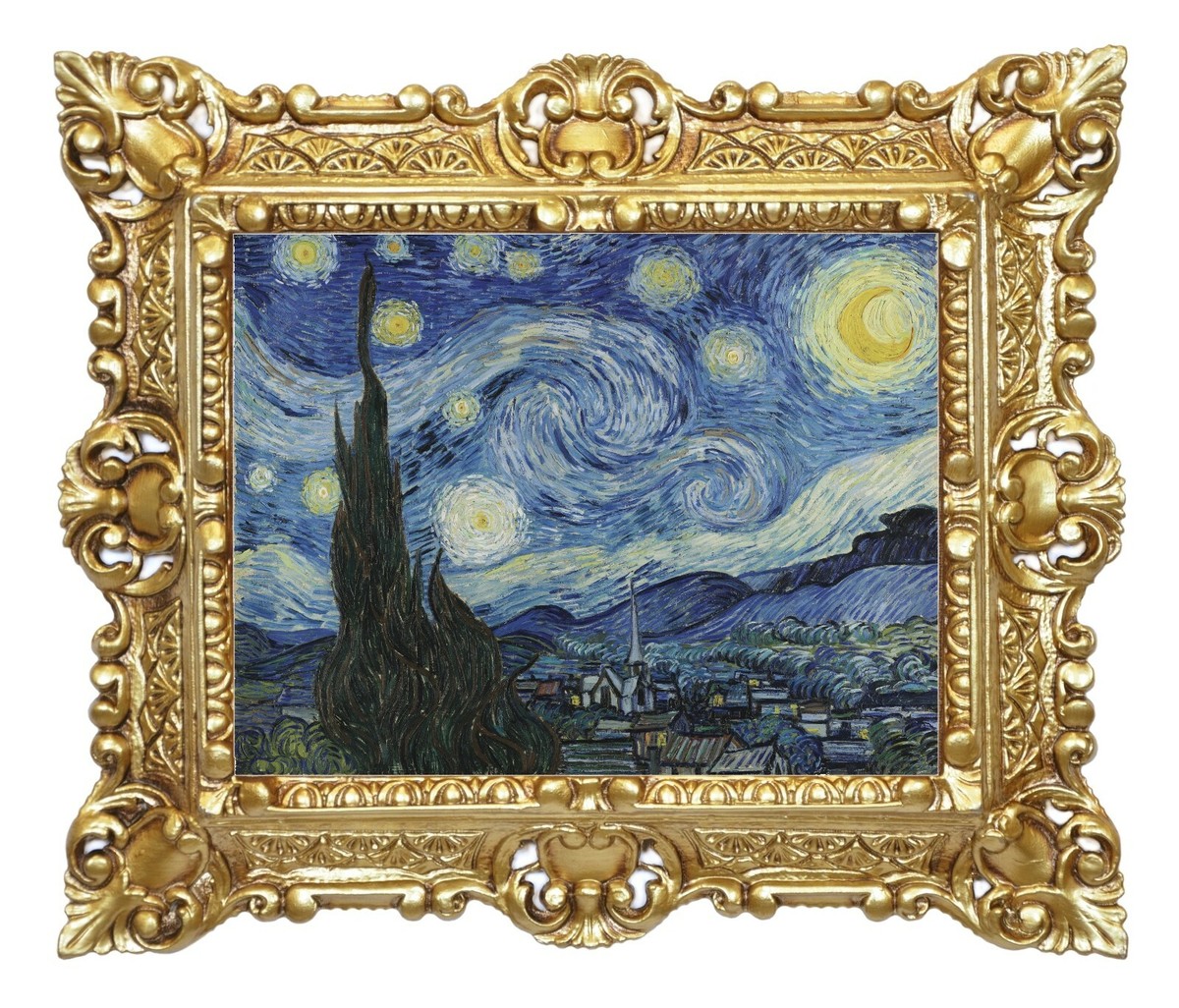 Disponibile Quadro - Notte Stellata Dipinto Ad Olio Su Tela Copia Di Van Gogh 80x60cm 337328