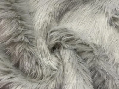 CRS FUR FABRICS Super Luxus Kunstfell Stoff Material LANGER STAPEL SILBER