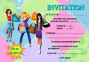 5 Ou 12 Cartes Invitation Anniversaire Fille Mode Ref 379 Ebay