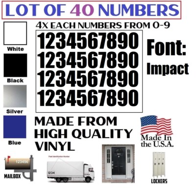 Lot of 40 White,Black,Silver,Blue Vinyl Mailbox,Tool Box,Locker Numbers [IMPACT]