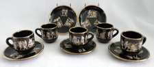 GREEK Demitasse Cups & Saucers Handmade In Greece 24k Gold Set Of 5 UNUSED