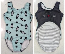 CAT EYES Destira Gymnastics Dance Leotard Extra Large Black White Stripes defect