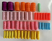 Lot of 47 -Vintage Plastic Hair Rollers Curlers Snap-on -Assorted Sizes  Colors
