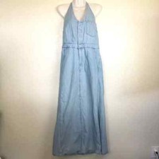 Women's Halter Neck Denim Maxi Dress with Pockets Universal Thread Light Blue 10