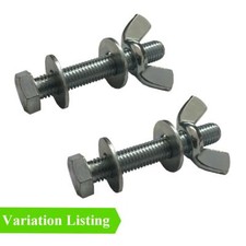 Set Screw Bolts M12 with Washers & Wing Nuts, Fully Threaded Hex Head BZP