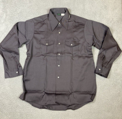VTG Ely Shirt Mens Size 17 Large Gray Button Up Long Sleeves 70s New Old Stock