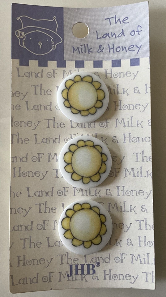Lot of 4 Cards New JHB Flower Buttons Glass Daisy Pansy Cowslip Milk & Honey - Image 3 of 4