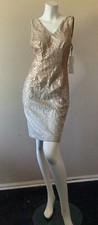 Calvin Klein Biege Sequin Sheath Evening Dress Sz 2