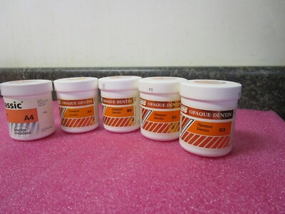 Qty (5)  Approximately 50% Full Ivoclar IPS Opaque Dentin Metal Ceramic & Refill