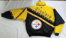 VTG PRO PLAYER PITTSBURGH STEELERS FULL ZIP NO HOOD WINTER JACKET SIZE XL