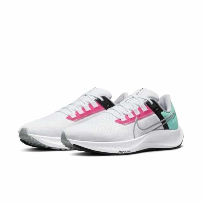 Nike Air Zoom Pegasus 38 White Miami Pink Teal Blue Black CW7356-102 Men's - Image 2 of 4