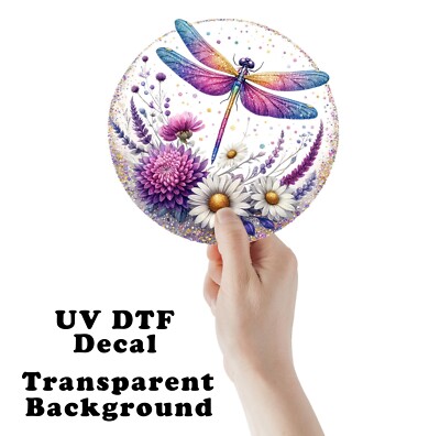 Dragonfly Circle UV DTF Transparent Sticker / Decal