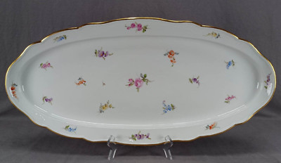 Meissen Hand Painted Strewn / Scattered Flowers & Gold 24 Inch Fish Platter