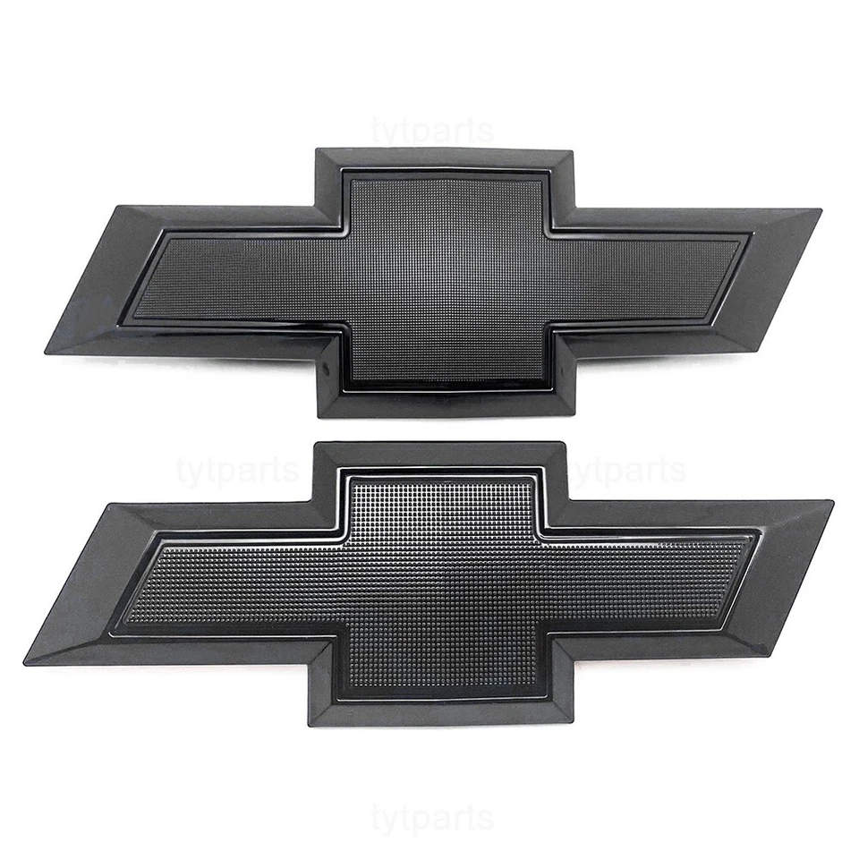 NEW Black Front Rear Bowtie Emblems 2014-15 Silverado 1500 2015-19 2500 3500 HD - Image 2 of 3